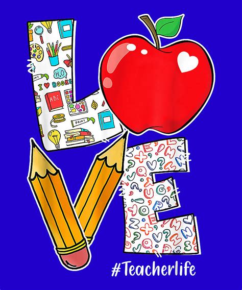 Love Teacher Life Apple Pencil Teacher Appreciation Ts Digital Art