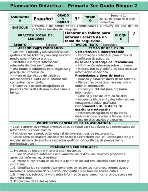 Doc Plan 3er Grado Bloque 2 Español 2016 2017