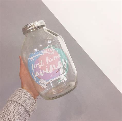 Pastel First home fund money jar savings cute gift idea. Designed by ...