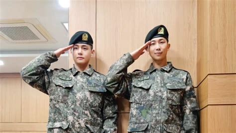 BTS members RM and V graduate from basic military training in South ...