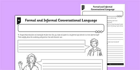 Formal And Informal Conversational Language Worksheet Worksheet