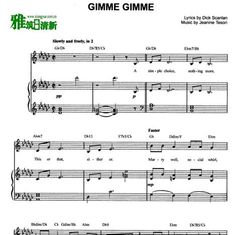 音乐剧 Thoroughly Modern Millie 摩登米莉 Gimme Gimme声乐钢琴伴奏谱