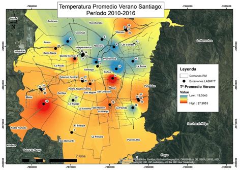 Temperaturas M Ximas Promedio En Los Barrios De Santiago 2000 2016