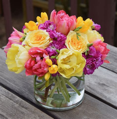 Spring Flower Arrangement With Parrot Tulips Spring Flower