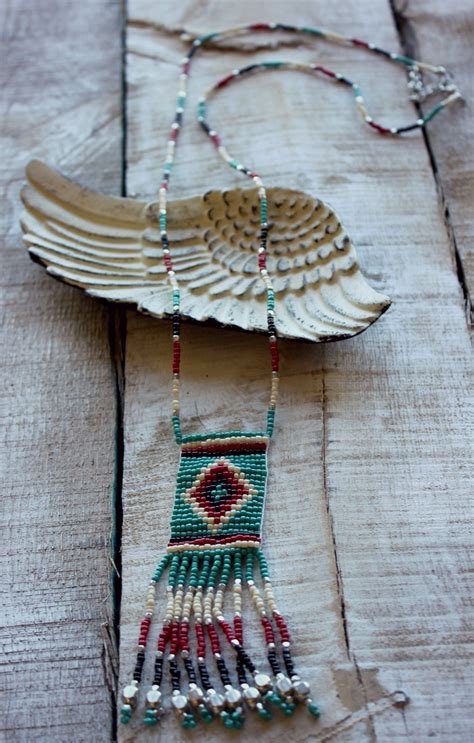 Turquoise Beaded Necklace - Copper Wings