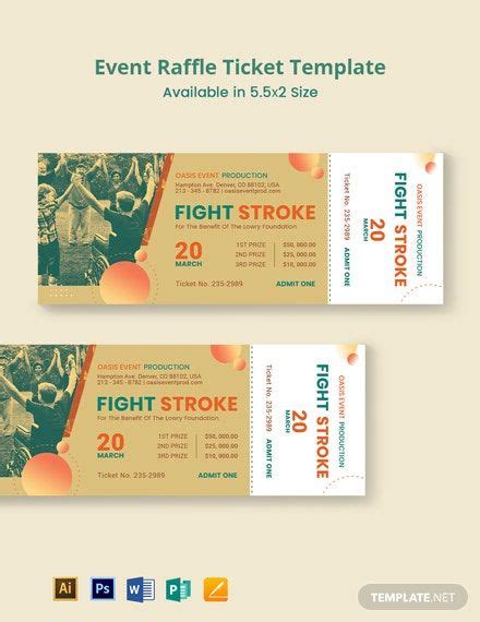 Free Event Raffle Ticket Template Illustrator Word Apple Pages Psd