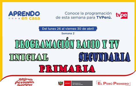 Programaci N De Radio Y Tv Semana Aprendo En Casa Del Al De