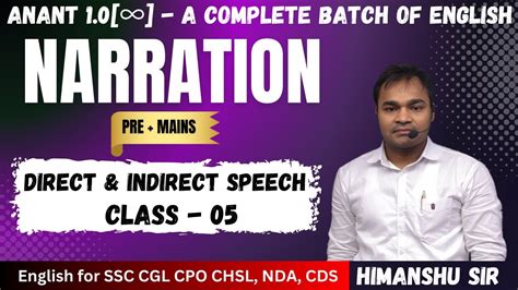 Narration Class Direct And Indirect Speech For Ssc Exams Pre