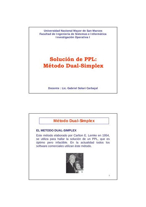 Pdf Unmsm Fisi M Todo Dual Simplex Io Cl Dual Simplex