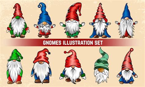 Premium Vector Christmas Gnomes Vector Illustration Collection