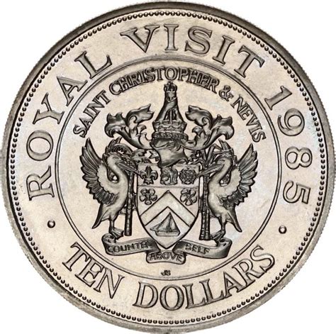 Dollars Elizabeth Ii Royal Visit St Kitts Und Nevis Numista