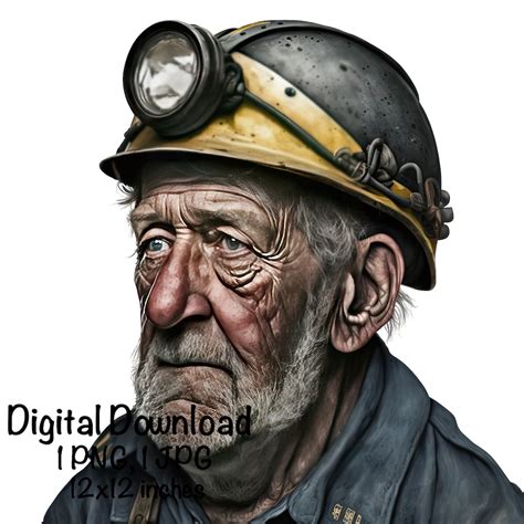 Coal Miner Watercolor, Old Man Coal Miner Clipart Miner Décor Coal ...