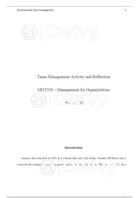 Ashford Mgt Week Assignment Team Management Activity And Reflection