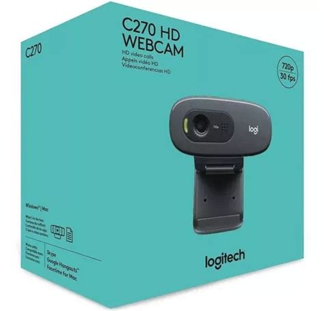 Câmera Webcam Logitech C270 Hd 3 Mp Widescreen 720p Cor Preto