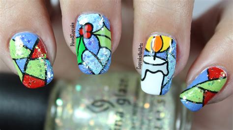 Christmas Nail Art Stained Glass Youtube