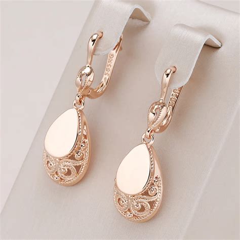 Kinel Hot Fashion Glossy Drop Earrings For Women Rose Gold Color