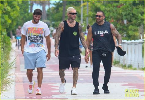 Adam Levine Shows Off Bleached Blonde Hair Tattoos During Walk Around