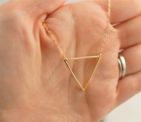 Gold Triangle Necklace FLOATING TRIANGLE By CustomBrites On Etsy