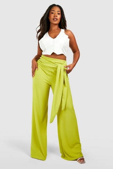 Plus Size Wide Leg Trousers Boohoo Uk