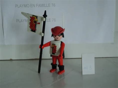 PLAYMOBIL VINTAGE MÉDIÉVAL chevalier écuyer rouge drapeau aigle set