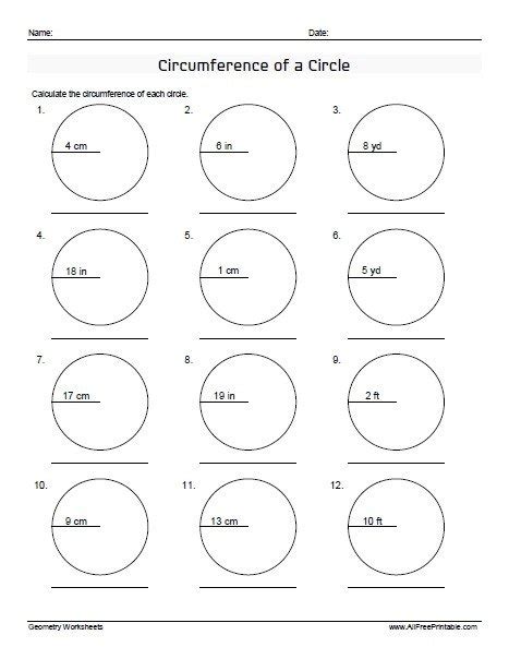 Circumference And Area Of Circles Worksheets Worksheets Master