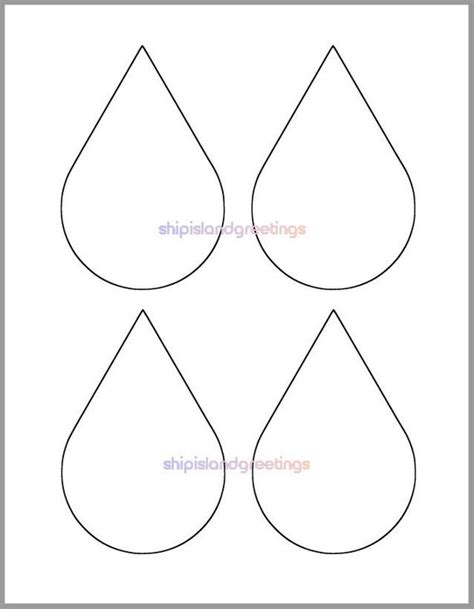 45 Inch Printable Rain Drop Template Large Rain Drop Etsy