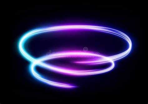 Abstract Multicolor Wavy Line Of Light Isolated On Dark Background