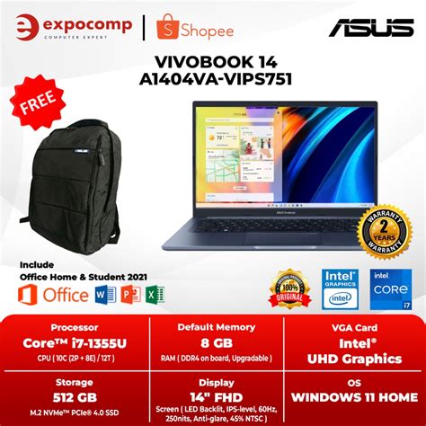 Jual ASUS VIVOBOOK 14 A1404VA VIPS751 BLUE CORE I7 1355U 8GB 512GB W11