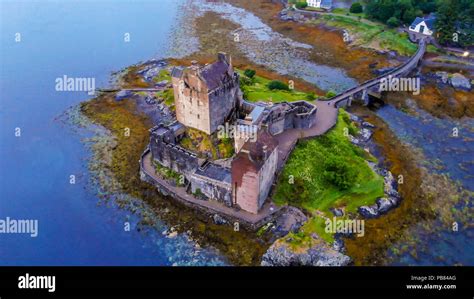 Eilean Donan Castle At Loch Duich In The Highlands Of Scotland Aerial