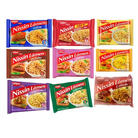 Nissin Lamen Miojo Kit 50 Unidades Em 5 Sabores Escorrega o Preço