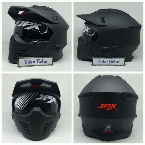 Jual Helm JPX Full Face MX 726R SUPER BLACK DOFF RED VISOR SMOKE