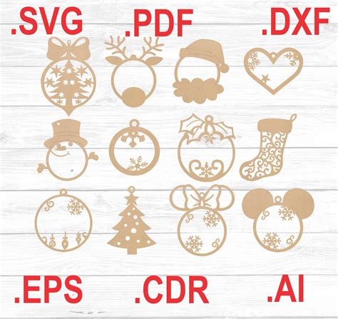 Boules de Noël vecteurs Dxf Cdr Svg Ai Eps Etsy France