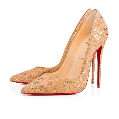 Christian Louboutin New Tan Nude MultiColor So Kate Cork High Heels