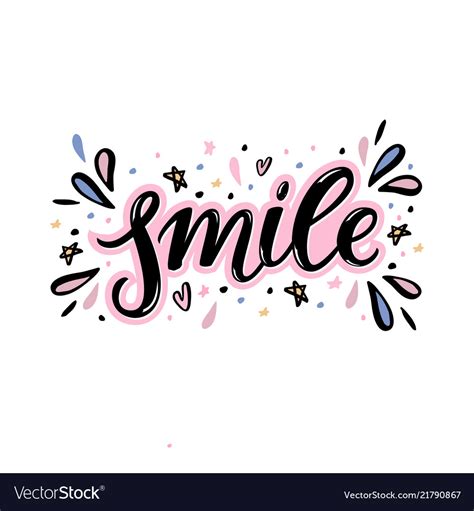 Smile Hand Lettering Word With Handdrawn Design Vector Image