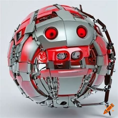 Red Cybernetic Robot Sphere On White Background On Craiyon