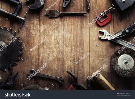 Grungy Old Tools On Wooden Background Stock Photo 331764272 | Shutterstock