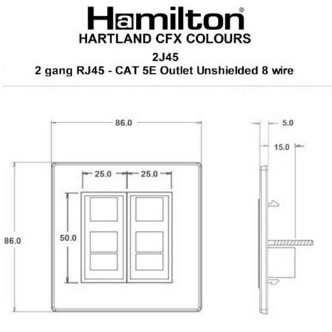 Hamilton Hartland CFX Colours Bright White 2 Gang Unshielded RJ45 CAT