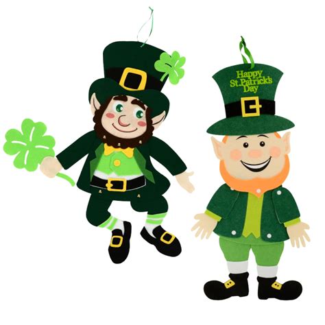 St.Patrick's Day Jointed Felt Leprechauns Smiling & Standing Felt ...