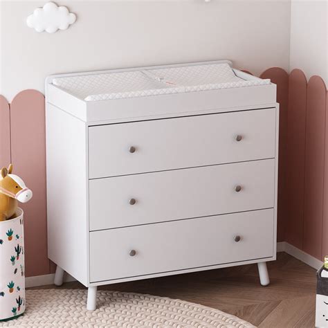 Changing Table,3 Drawers Storage Dresser with Removable Pad,Baby ...