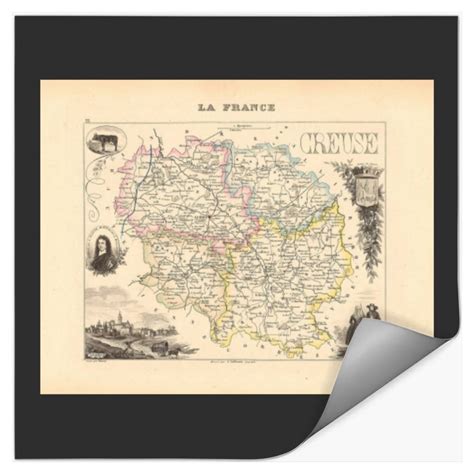 1858 Map of Creuse Department, France Stickers sold by Mirko Röper ...