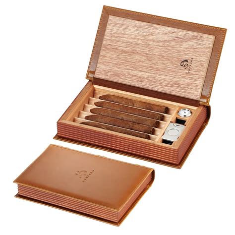 Galiner Cigar Box Travel Cigar Case Humidor Spain Cedar Wood Leather