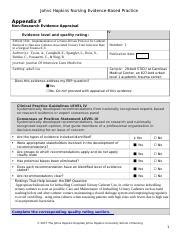 Form Appendix F Non Research Evidence Appraisal Tool Cauti Docx Johns