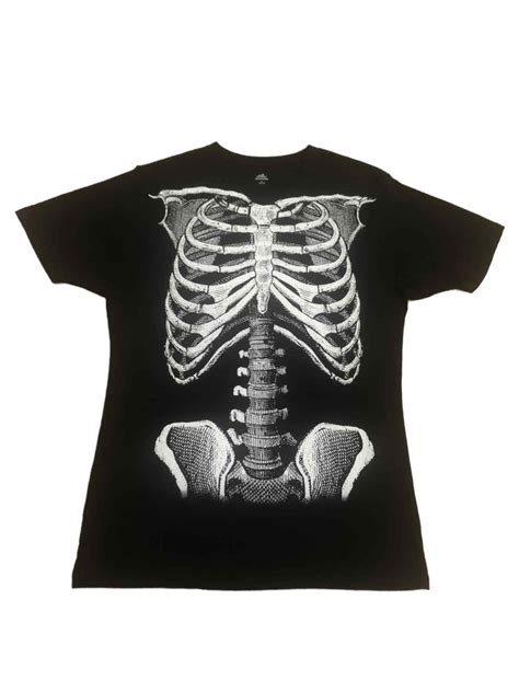 WAY TO CELEBRATE Mens Black Skeleton Rib Cage Spine Halloween