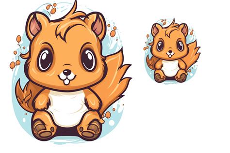 Kawaii Cute Little Baby Squirrel 1 Graphic By Mahak Arts · Creative Fabrica