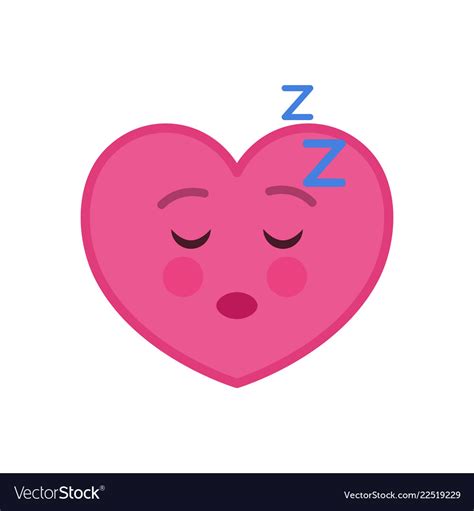 Sleeping Heart Shaped Funny Emoticon Icon Vector Image