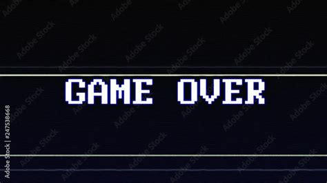 Game Over Glitch Text Animation Old Gaming Console Style Rendering