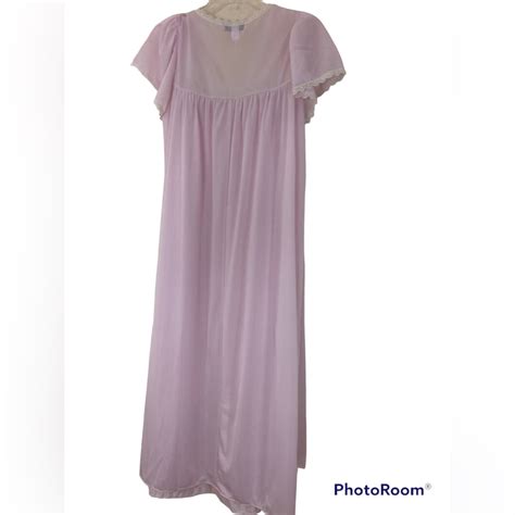 Miss Elaine Silk Essence Nightgown Size Small Pink Gem