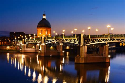 Blue Hour At Toulouse Bridge Toulouse France Stock Photo Image Of