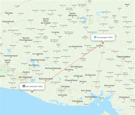 All Flight Routes From San Salvador To Comayagua SAL To XPL Flight