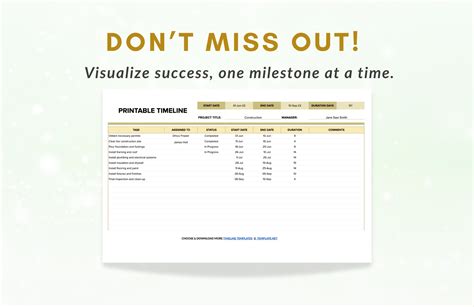 Printable Timeline Template in Excel, Google Sheets - Download ...